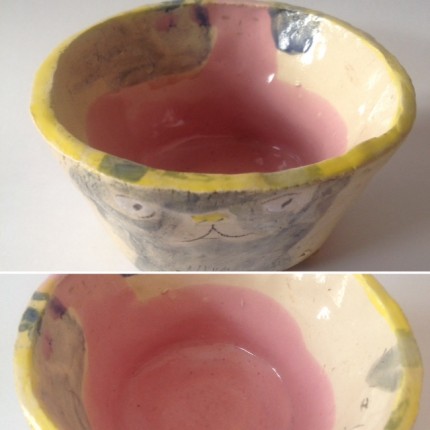 small bowl with grey cat
